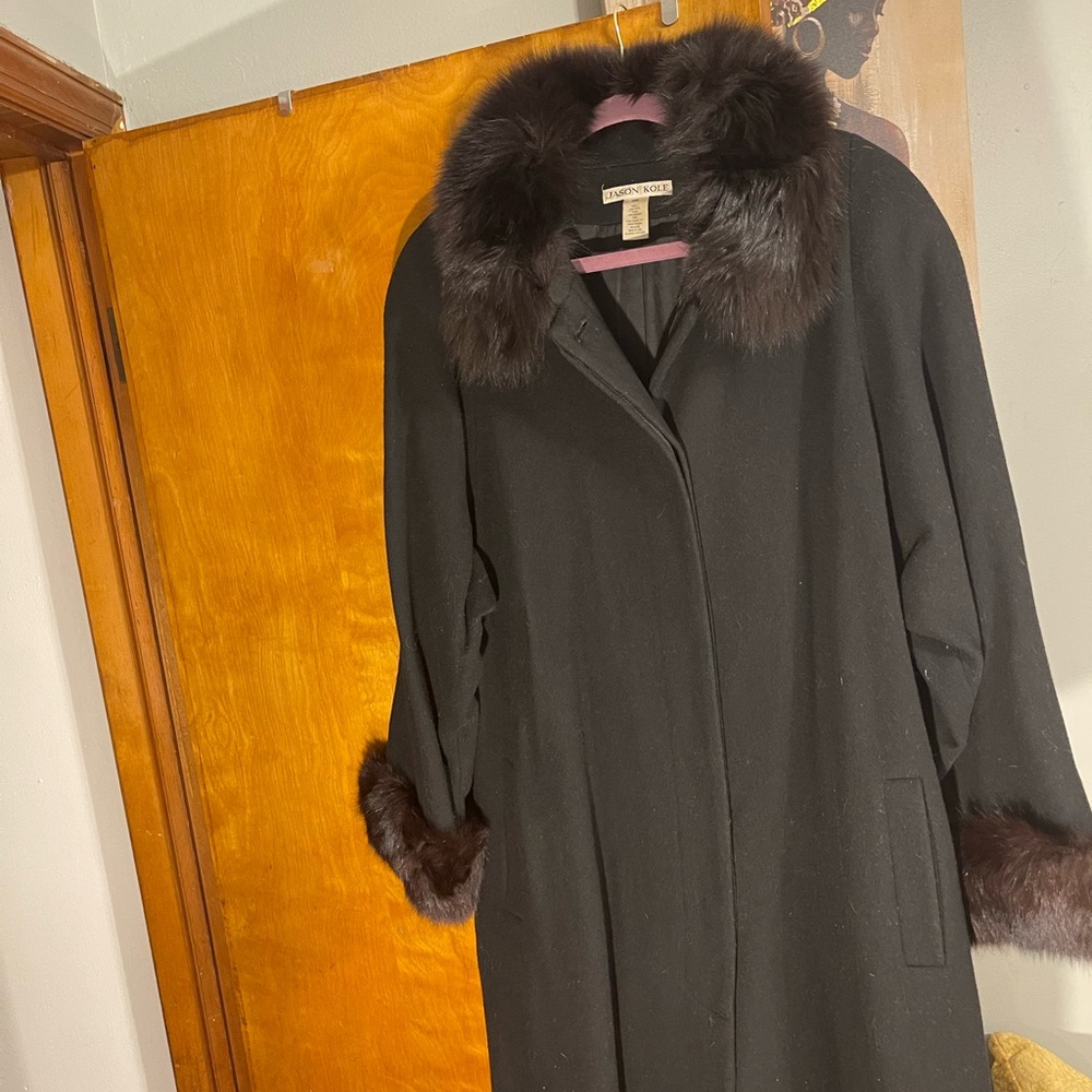 Jason Kole womans size 22 wool and fox winter coat
